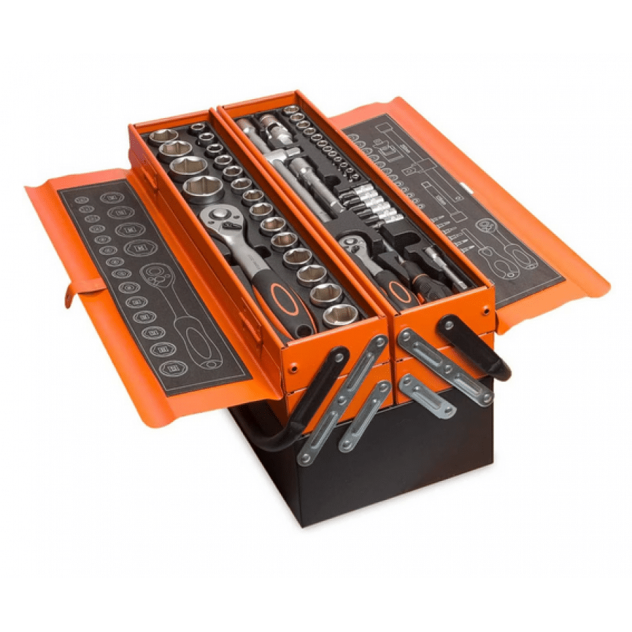 Trusă Scule și Unelte Metalică, 4 Sertare – 85 Piese